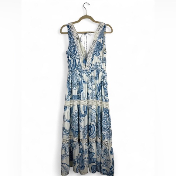 Z & L Kerala Maxi Dress blue floral crochet details - Picture 7 of 8